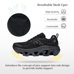 Men/Women's WAVE-LITE Breathable Lightweight Non-Slip Shoes Black