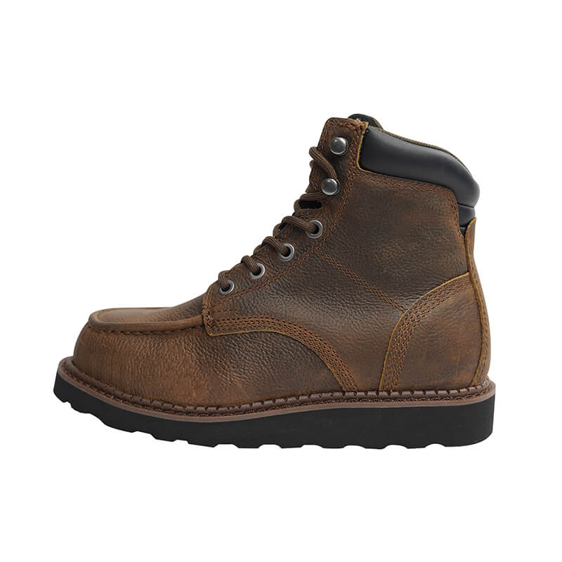 Botas de trabajo con cuña vintage para hombre: puntera de acero ASTM, ligeras, con absorción de impactos, antideslizantes y plantillas diferentes