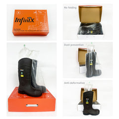 男性用 CSA 承認安全ブーツ - 防水 PU スチールつま先ゴムブーツ ASTM F2413-18 耐酸・耐油性 - ブラウン