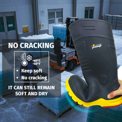 男性用 CSA 承認安全ブーツ - 防水 PU スチールつま先ゴムブーツ ASTM F2413-18 耐酸・耐油性 - グレー