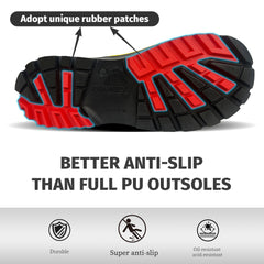 男性用 CSA 承認安全ブーツ - 防水 PU スチールつま先ゴムブーツ ASTM F2413-18 耐酸・耐油性 - グレー