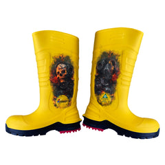 Hand-painted CSA Approved Safety Boots - Waterproof PU Steel Toe Rubber Boots ASTM F2413-18 Acid & Oil Resistant-Yellow