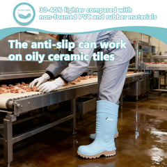 男性用 CSA 承認安全ブーツ - 防水 PU スチールつま先ゴムブーツ ASTM F2413-18 耐酸・耐油性 - グレー