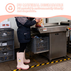 男性用 CSA 承認安全ブーツ - 防水 PU スチールつま先ゴムブーツ ASTM F2413-18 耐酸・耐油性 - グレー