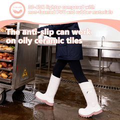 男性用 CSA 承認安全ブーツ - 防水 PU スチールつま先ゴムブーツ ASTM F2413-18 耐酸・耐油性 - グレー