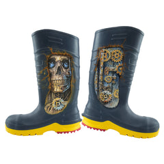 Hand-painted CSA Approved Safety Boots - Waterproof PU Steel Toe Rubber Boots ASTM F2413-18 Acid & Oil Resistant-Grey