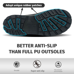 男性用 CSA 承認安全ブーツ - 防水 PU スチールつま先ゴムブーツ ASTM F2413-18 耐酸・耐油性 - グリーン