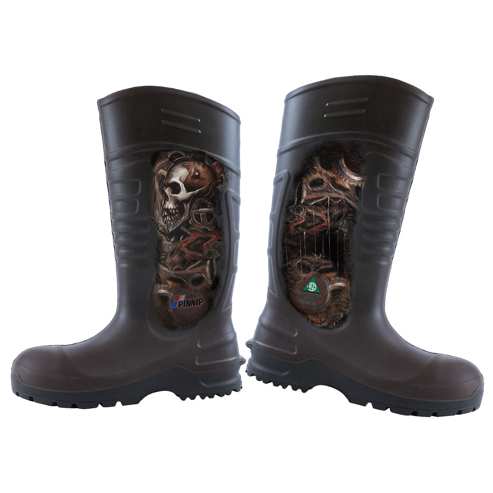 Rubber Boot Example Men's Versatile PU Steel Toe Rubber Boots-Brown – PINNIP