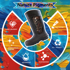 Hand-painted CSA Approved Safety Boots - Waterproof PU Steel Toe Rubber Boots ASTM F2413-18 Acid & Oil Resistant-Brown