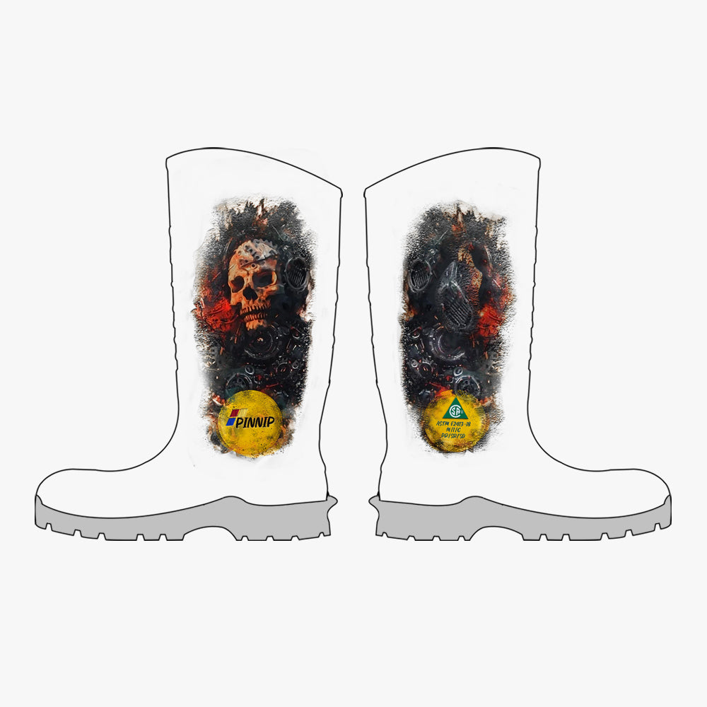 Botas de seguridad para hombre aprobadas por la CSA: botas de goma con punta de acero de PU impermeables ASTM F2413-18 resistentes a ácidos y aceites, color marrón