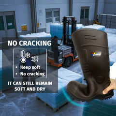 男性用 CSA 承認安全ブーツ - 防水 PU スチールつま先ゴムブーツ ASTM F2413-18 耐酸・耐油性 - ブラウン