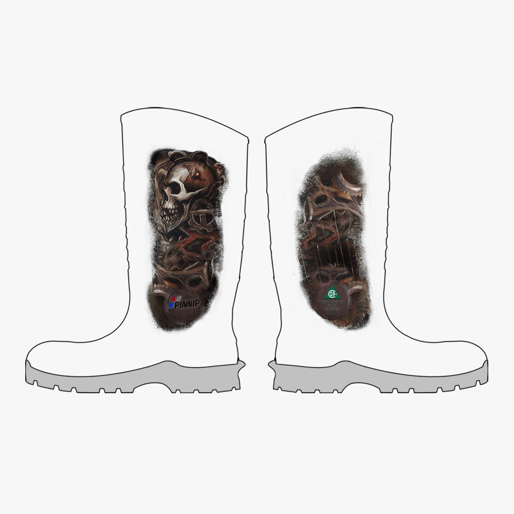 Hand-painted CSA Approved Safety Boots - Waterproof PU Steel Toe Rubber Boots ASTM F2413-18 Acid & Oil Resistant-Yellow