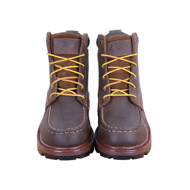 Front view of Steel toe boots Seals--Dark Brown