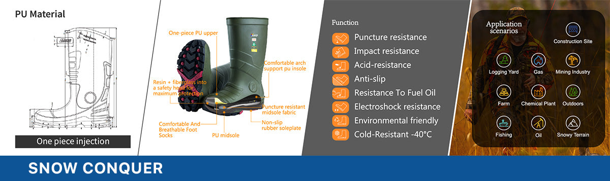 Introduction to the Materials, Product Design, Features, and Applications of the Snow Conquer Series of PU Wellington Boots
