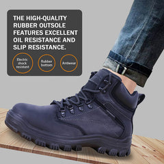 PINNIP black Whale steel toe work boots feature a high-quality rubber outsole that provides excellent oil resistance and slip resistance