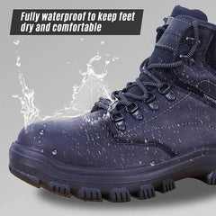 PINNIP black Whale steel toe work boots fully waterproof to keep feetdry and comfortable