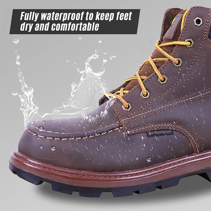 PINNIP dark brown Seals steel toe work boots fully waterproof to keep feetdry and comfortable