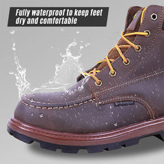 PINNIP dark brown Seals steel toe work boots fully waterproof to keep feetdry and comfortable