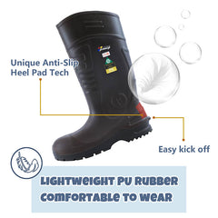 The upper of the brown PINNIP Wellington Boots is made of lightweight PU, featuring a unique anti-slip heel pad tech, easy kick-off, and comfortable wear