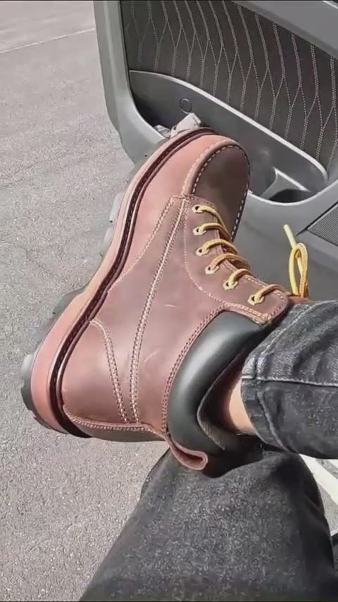 The truck driver's impression of receiving LASTING PINNIP's Dark Brown steel toe work boots seals